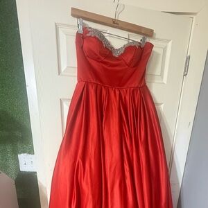 Elegant Red Strapless Ball Gown